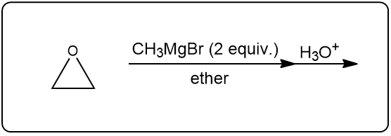 Grignard reaction of ethylene oxide with CH3MgBr to form 3-methylbutan-1-ol.