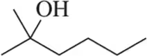 Structural formula of an alcohol with an -OH group attached to a branched carbon chain.