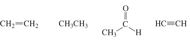 Chemical structures of compounds with labels: CH2=CH2, CH3CH3, and HC≡CH, illustrating acidity ranking.