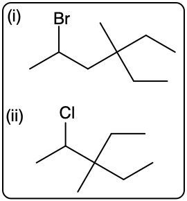 Illustration of two compounds with Br and Cl for SN2 reaction comparison.