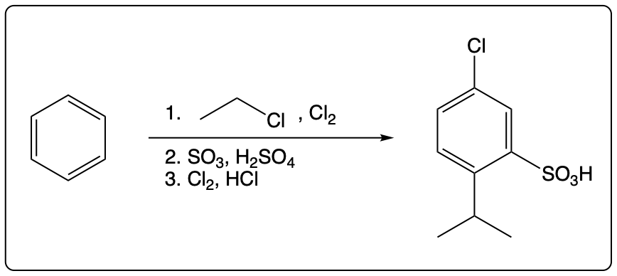 Chemical structure of benzene with a chlorine and sulfonic acid group.