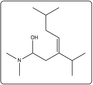 Product structure of the Eschenmoser-Claisen reaction with hydroxyl group and double bond.