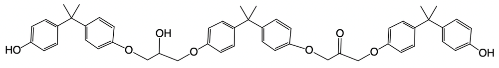 Chemical structure of epoxy resin from epichlorohydrin and bisphenol A.