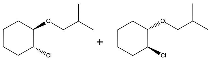 Option D for product(s) of reaction of an alkene with chlorine and an alcohol