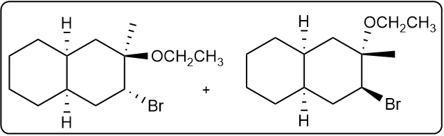 Alternative halohydrin products from alkene reaction with Br2 and EtOH.