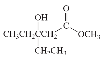Structural formula of an organic compound featuring an alcohol and an ester functional group.