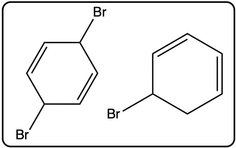Two brominated products from allylic bromination reaction.