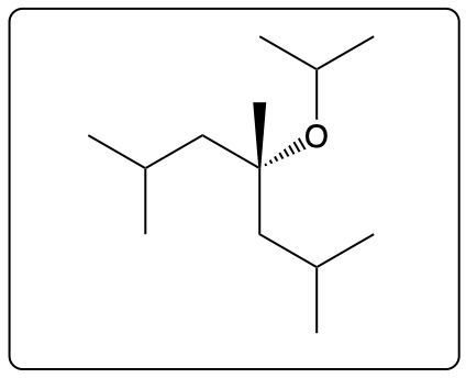 Chemical structure showing an oxygen atom in a different substitution reaction context.