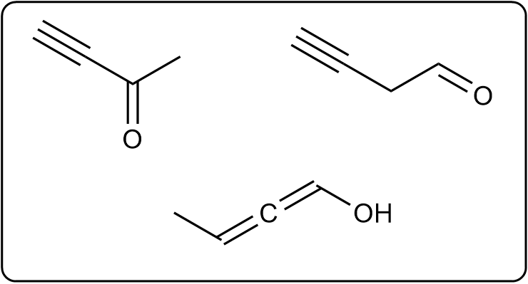 Constitutional isomers of C4H6O as open-chain alcohols, excluding enols.