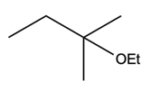 Product structure of 3-methyl-1-butene with an ethoxy group (OEt) attached, same as previous.