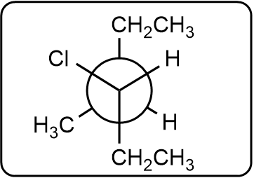 Newman projection of a cycloalkane with chlorine and hydrogen atoms in another arrangement.