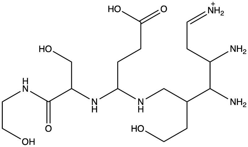 Chemical structure illustrating hydrophilic and lipophobic properties for solubility analysis.