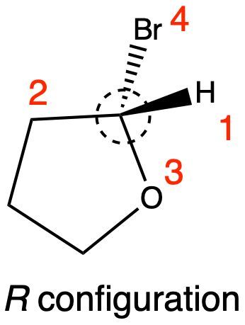 Chiral compound with numbered substituents indicating R configuration.