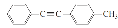 Structural representation of an alkyne with two phenyl groups and a methyl group, illustrating a metathesis reaction.