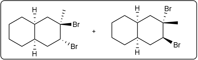 Another set of halohydrin products from alkene with Br2 and EtOH.