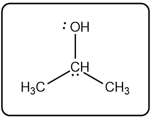 Molecular structure of an alcohol with lone pairs and a highlighted hydroxyl group.