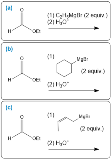 Grignard reaction scheme for propan-2-ol synthesis from ethyl formate.