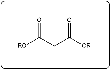 Structural formula of a gamma-keto ester with two ester groups and a ketone.