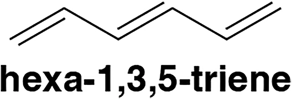 Chemical structure of hexa-1,3,5-triene with the name displayed below it.