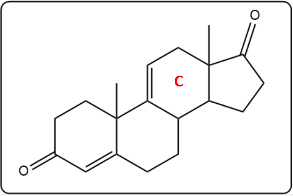 Chemical structure of a steroid with a highlighted C ring.