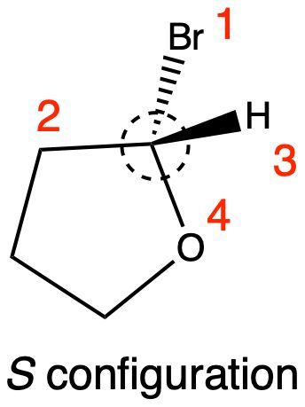 Chiral compound with numbered substituents indicating S configuration.