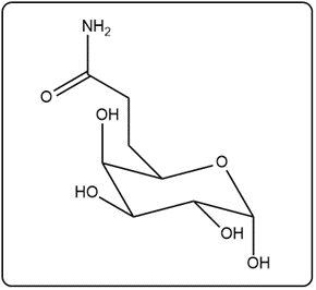 Chair conformation of N-acetylgalactosamine with an acetylated amino group.