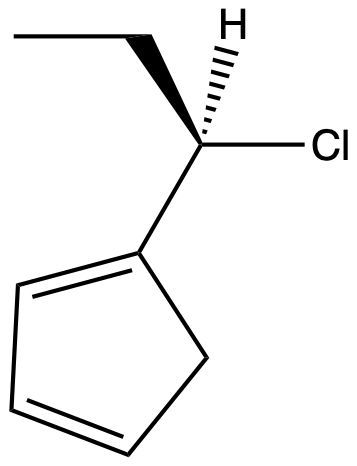 Chiral compound showing substituents for R and S configuration analysis.