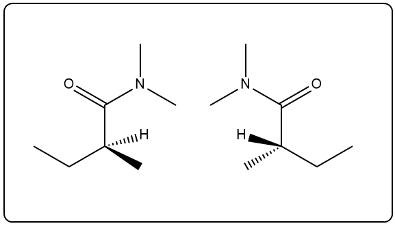 Structures of two imines formed from the reaction, highlighting stereochemistry.