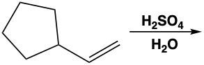 Reaction of a cyclic compound with sulfuric acid and water to form an alcohol.