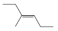 Structural representation of a molecule illustrating cis and trans isomerism in alkanes.