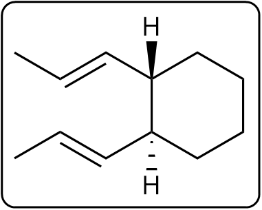 Chemical structure showing a chair-like transition state with a substituent.