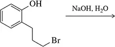 Chemical structure of a brominated aromatic compound with a hydroxyl group, showing reaction conditions with NaOH and water.