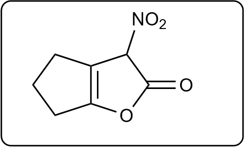 Chemical structure of a compound with a nitro group and carbonyl functional group, slightly modified.