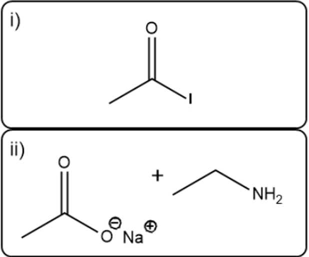 Reactions for nucleophilic acyl substitution in organic chemistry.