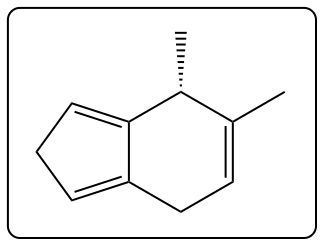 Chemical structure showing a product of an elimination reaction with a specific stereochemistry.