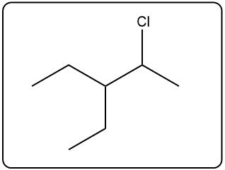 Chlorinated product of the alkene with one chlorine atom attached.