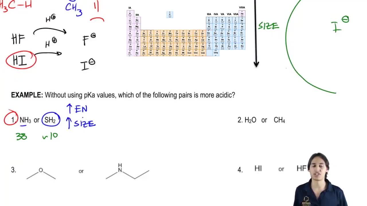 Using factors affecting acidity to rank acids