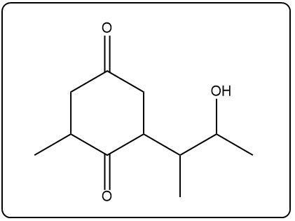 Chemical structure of a molecule with two carbonyl groups, representing a final oxidation product.