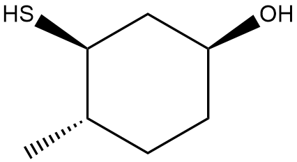 Chemical structure showing HS and OH groups on a hexane ring.