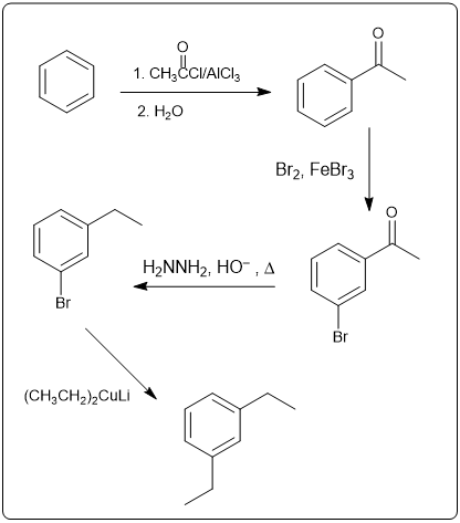 Detailed reaction scheme for aromatic compound synthesis with multiple steps and reagents.