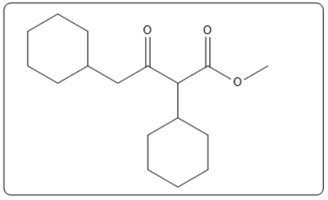 Chemical structure showing the self-condensation of an ester in organic chemistry.