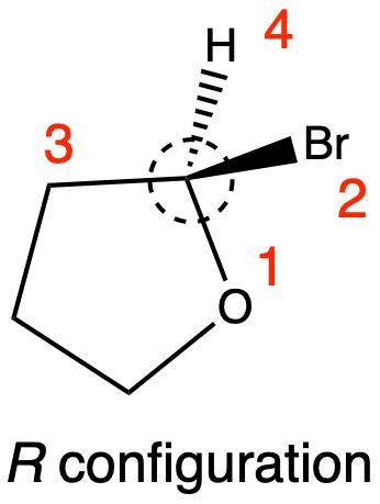 Chiral compound with numbered substituents indicating R configuration.