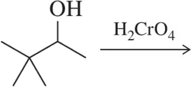 Chemical reaction showing isopropanol with H2CrO4 as oxidizing agent, arrow indicating reaction direction.