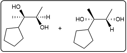 Two enantiomers of a diol product from dihydroxylation reaction.