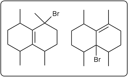 Alternative representation of two major monobrominated products from the reaction with NBS.
