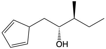 Chemical structure of an alcohol product from hydroboration-oxidation.