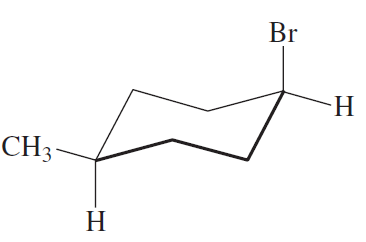 Structural diagram of a molecule showing cis and trans isomers with labeled atoms CH3, H, and Br.