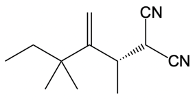 Product of the catalytic allylic alkylation reaction with two cyano groups.