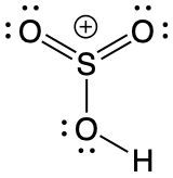 Resonance form of sulfonyloxonium ion with positive sulfur and incomplete octet.