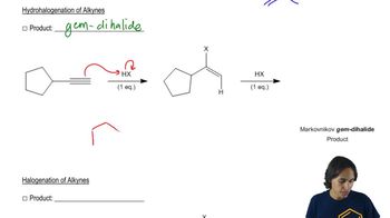 Double hydrohalogenation of alkynes.